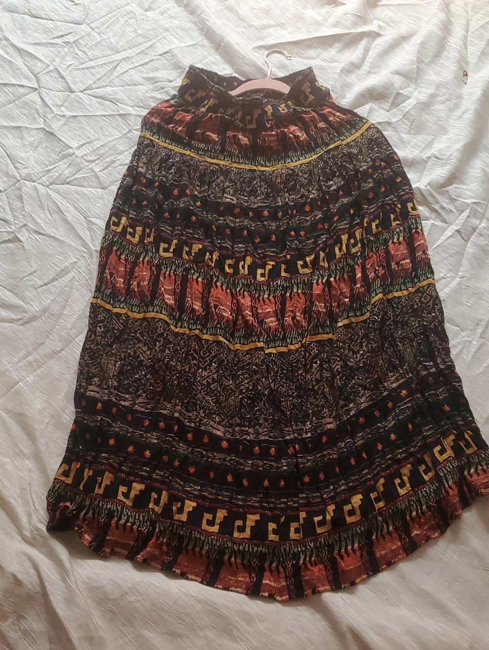 🤎 Cole Company Ethnic Tribal Block Print Boho Skirt